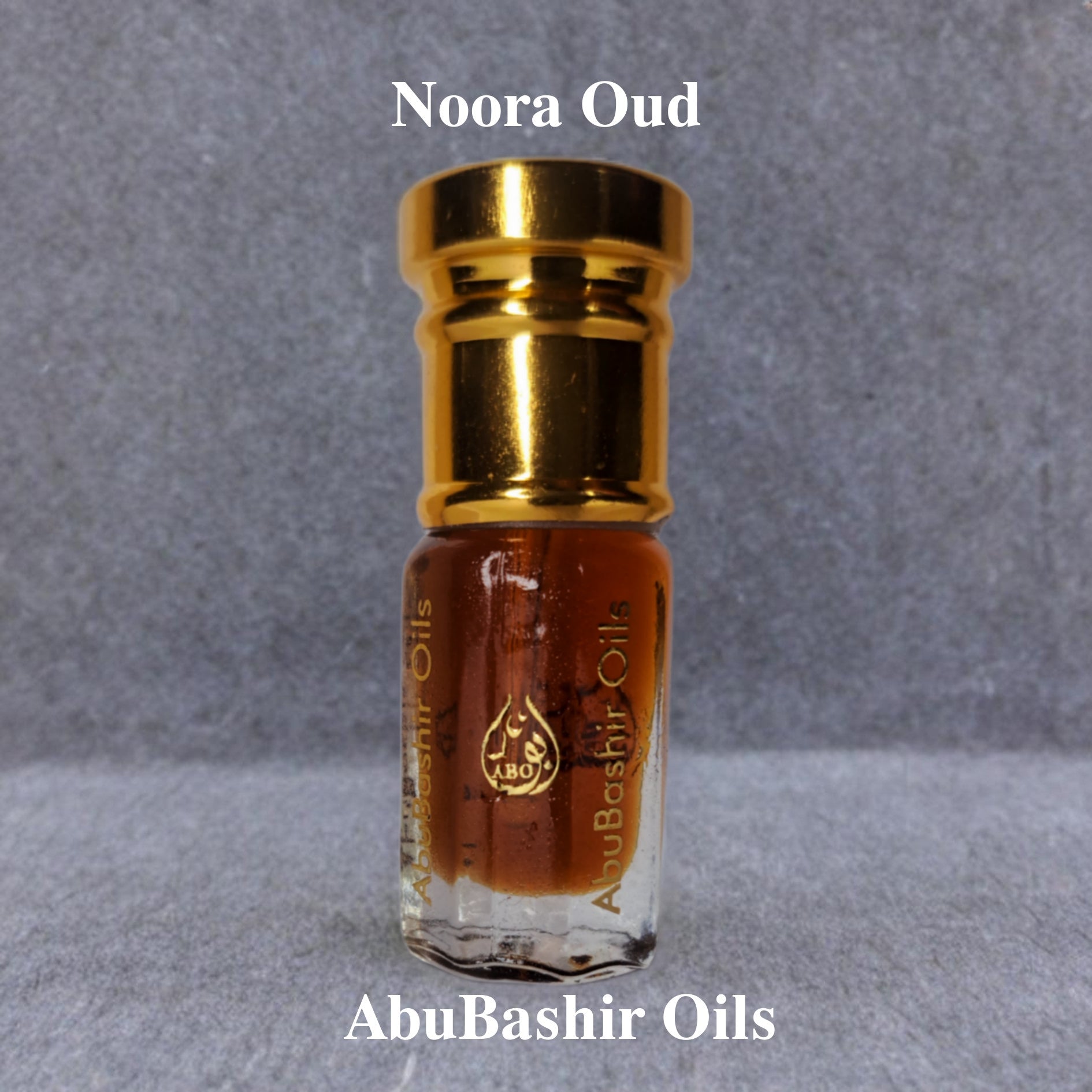Noora Oud fragrance oil bottle by AbuBashir Oils with amber and citrus notes