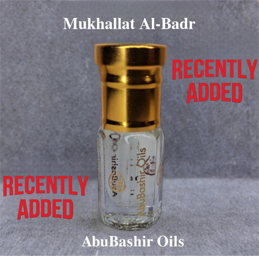 Mukhallat Al-Badr Arabian blend oil bottle by AbuBashir Oils recently added fragrance with warm, sweet, woody, musky notes